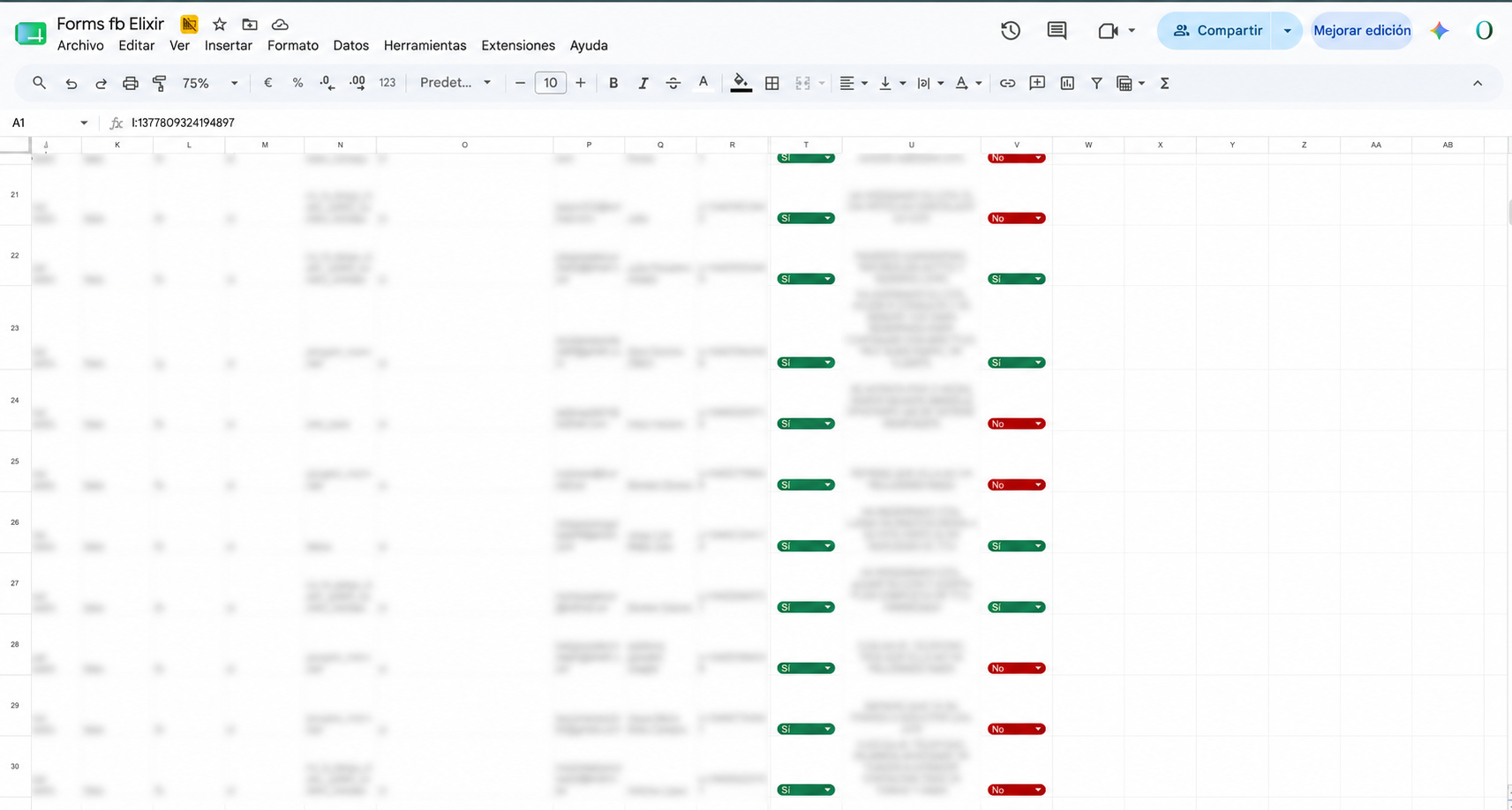 Excel de seguimiento de leads de Clínica Elixir